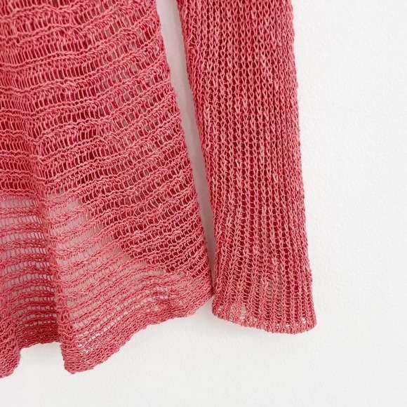 Eileen Fisher Coral Loose Knit Linen Blend Peplum Cardigan Sweater Size Small - Picture 12 of 15